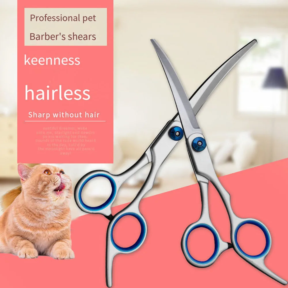 

Professional Dog Grooming Scissors With Safety Round Tip Heavy Duty Titanium Stainless Steel Up-Curved Pet Hair Cutting Scissors