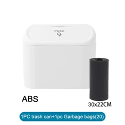 Compact Leak-Proof Car Trash Can Set with Lid & 60 Garbage Bags - 3-Pack Mini Auto Accessories (WHITE 1)