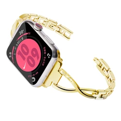 Elegant Women's Metal Bling Diamond Bracelet Watch Strap - 42 - 44 - 45 - 49MM (Gold)