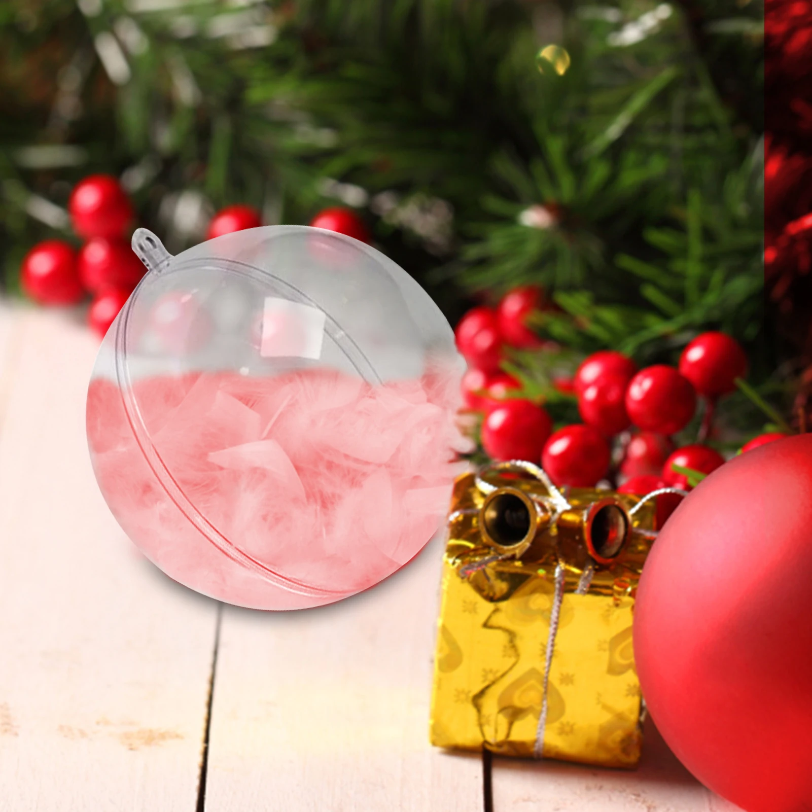 1Pc Round Christmas Clear Plastic Craft Fillable Ornaments Seamless Hollow  Ball for Indoor Outdoor Filling for Christmas Tree - AliExpress