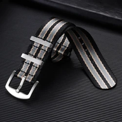 Nylon Canvas Watch Strap Bracelet - Military Sport Style, Unisex Replacement Watch Band (20mm/22mm) - 22mm (Black Khaki Grey)
