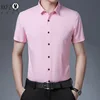 Men's Business Casual Solid Color Short Sleeved Shirt Non Ironing Comfortable Top 3