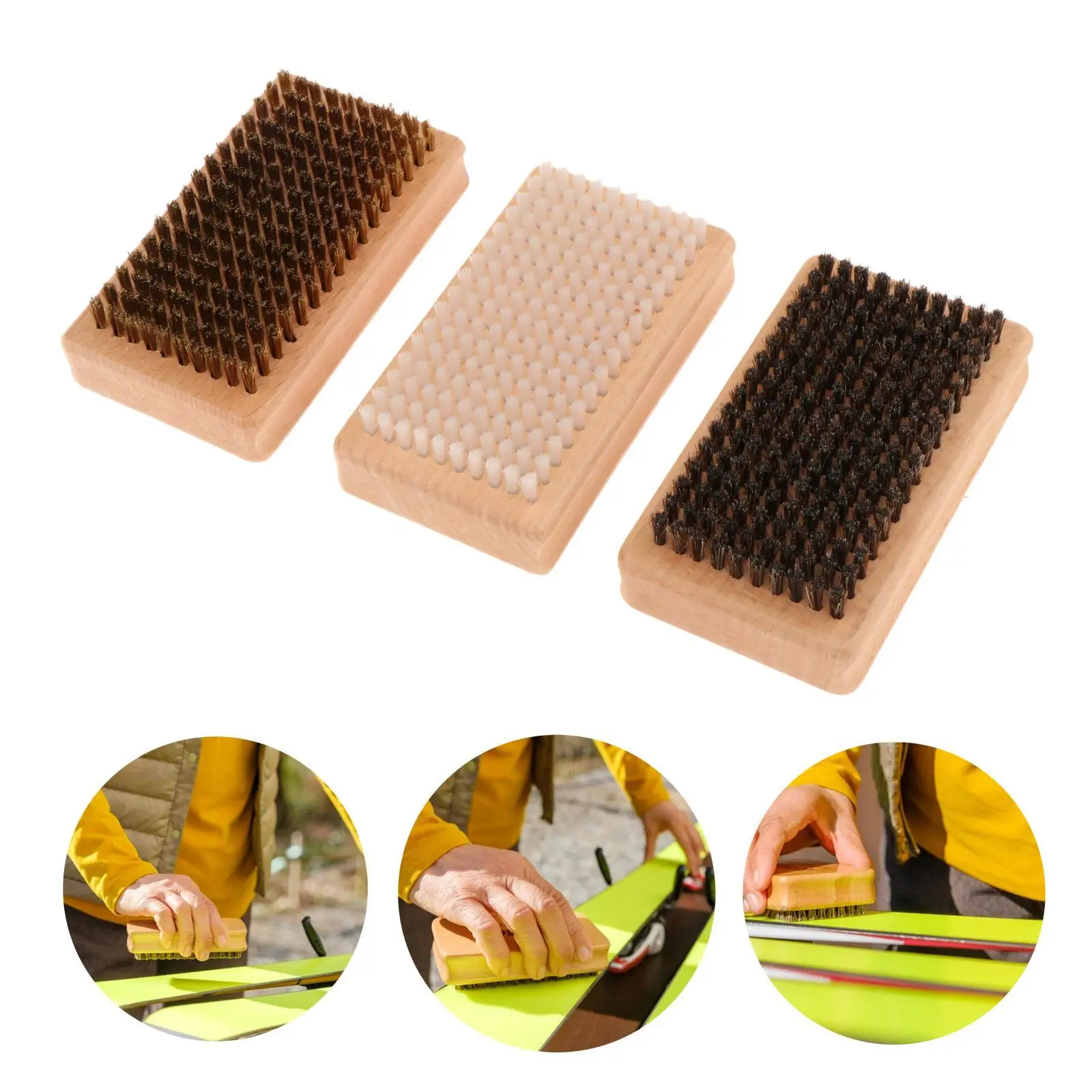 3x Snowboard Wax Brush Set, Ski Wax Brush, Ski Board Brush Set, Brushes