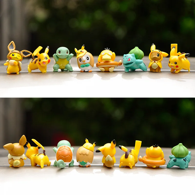 

Pokemon Cartoon Mini Size Anime Doll Blind Box Twisted Egg Pikachu Jenny Turtle Bulbasaur Model Handmade Desktop Ornaments 8pcs