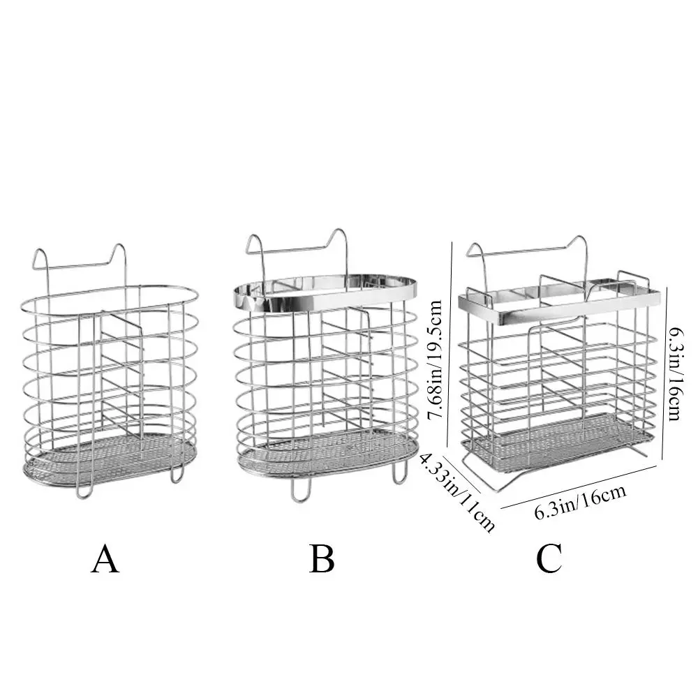 Stainless Steel Chopsticks Holder Chopsticks Storage Rack Wall Mounted Spoon Fork Cutlery Holder Tableware Draining Rack 6