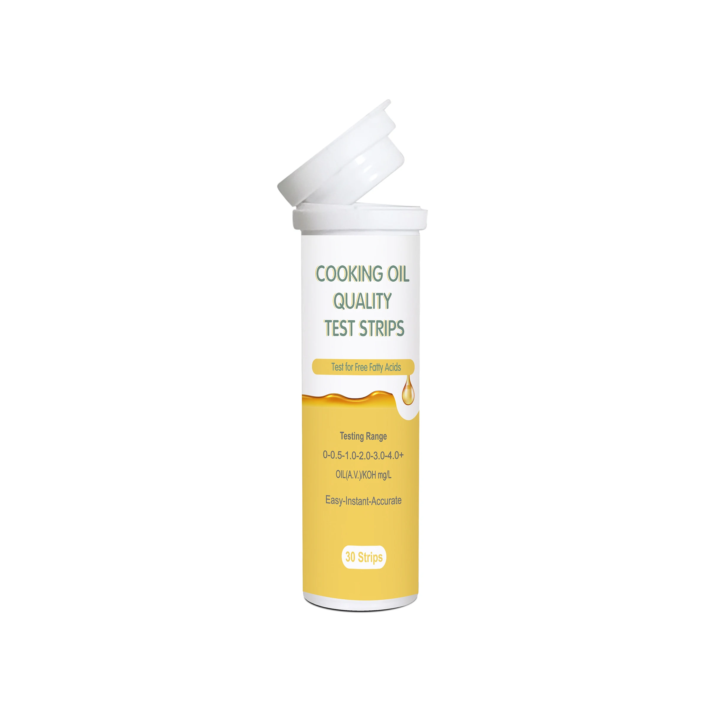 Rapid test kit cooking oil quality test strips testing for free fatty acids with 30 strips/barrel for cooking oil test strips