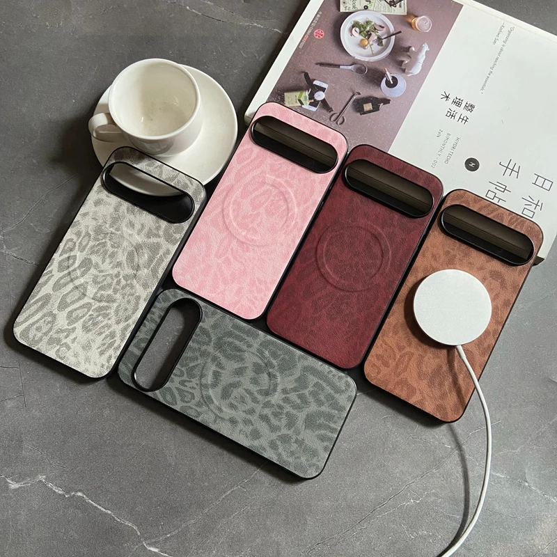 Magnetic Leopard Floral Leather Shockproof Case with Mag-safe PU Shell