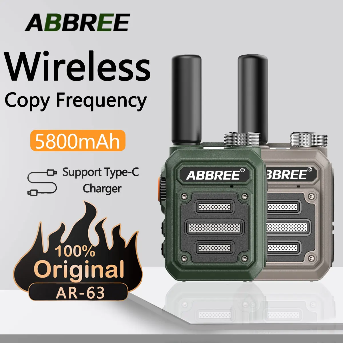 2PCS ABBREE AR 63 미니 무전기 무선 복사 주파수 UHF 햄 지원 유형 C 라디오 전문 Communicator ...