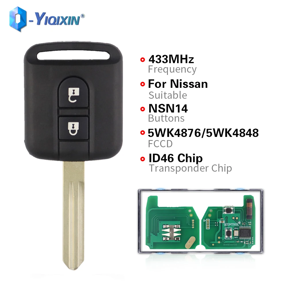 กุญแจรถรีโมทอัจฉริยะสำหรับ Nissan Elgrand X-TRAIL cabstar NAVARA Note NV200 Qashqai Micra ID46ลาดตระเวน K12 5WK4876 5WK4818ไม่มีโลโก้