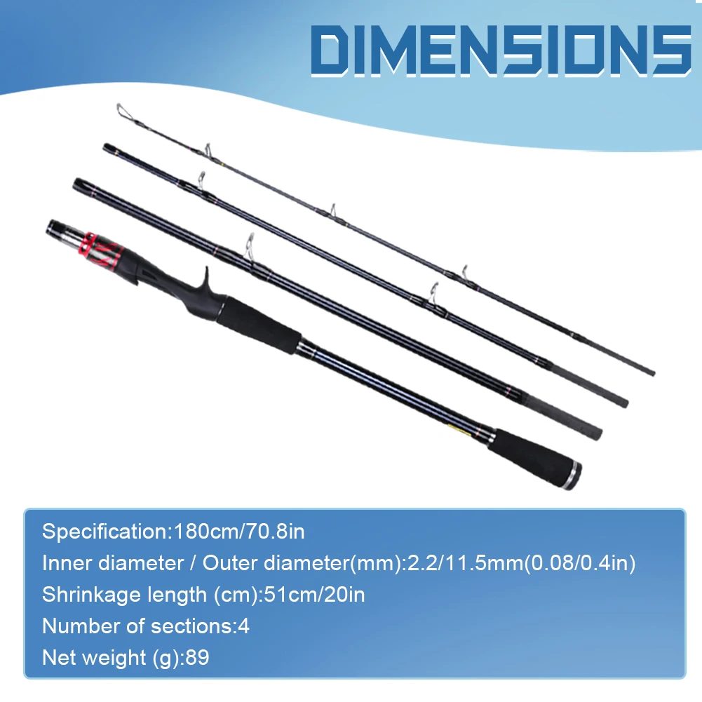 1.8M Fishing Rod 4 Section Spinning Casting Lure Fishing Rod Ultralight Bass for Freshwater Saltwater