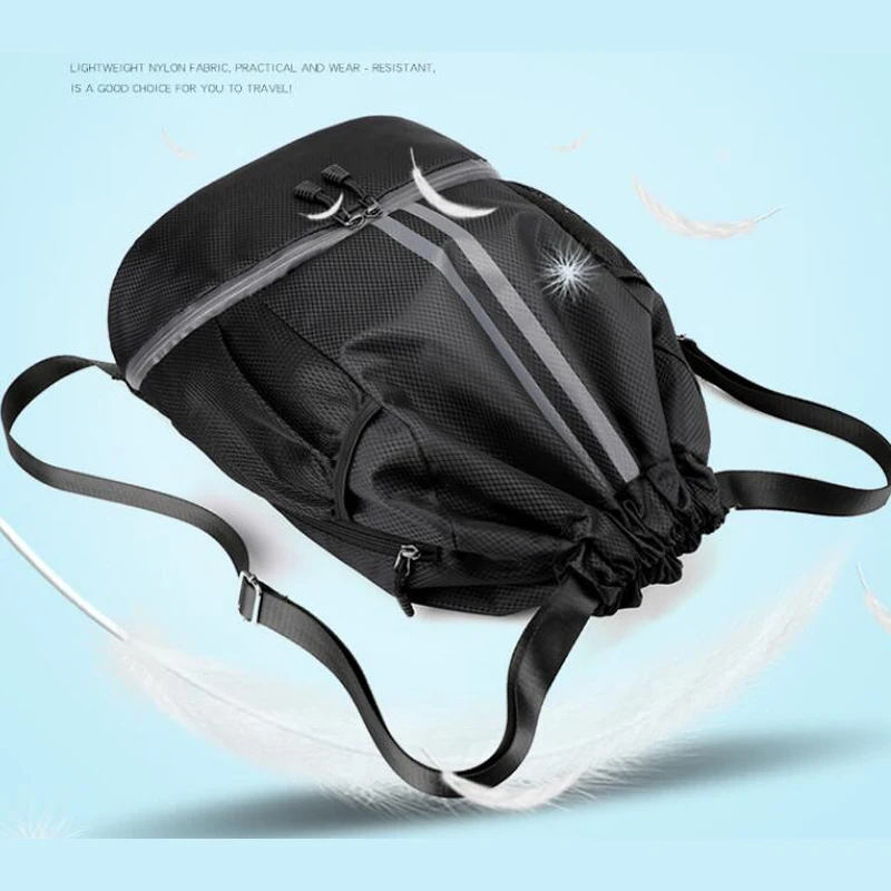 Fitness Drawstring Waterproof Backpack Basketball Football Backpack with Ball and Shoe Compartment Sport Bag Men Gym Soft Bag