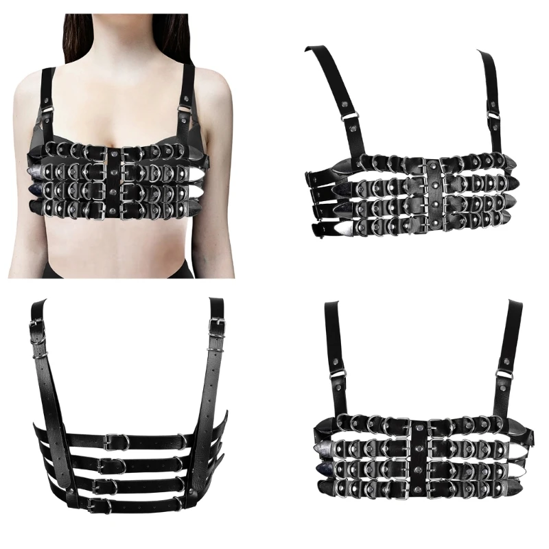 

Harajuku Punk Body Chain Adjustable Bra Belt for Nightclub Harness Chest Chain