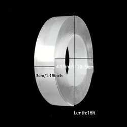 Heavy Duty Reusable Traceless Double - Sided Tape - Multipurpose Removable and Washable Strip (1.18IN - 16FT - 3CMX5M)