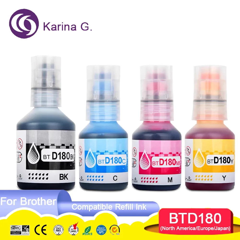 BTD180 BTD-180 Compatible Bottle Water Based Refill Tintas Ink for Brother DCP-T