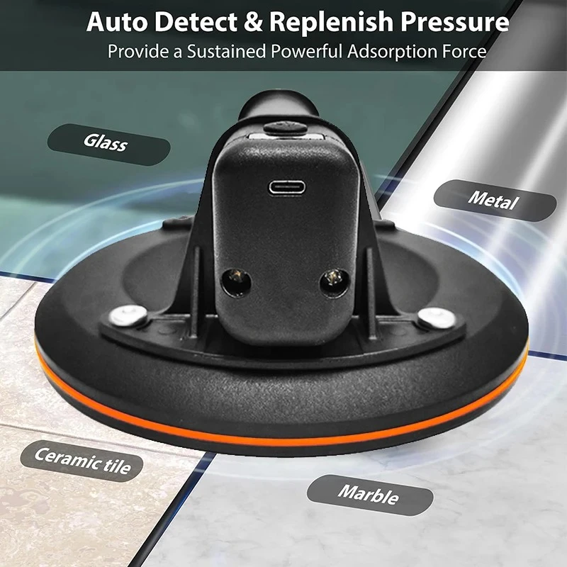 8'' Vacuum Suction Cup Heavy-Duty with Type-C Interface 200kg Bearing Power for Countertop/Marble/Glass Manual-Electric Handling vacuum suction cup