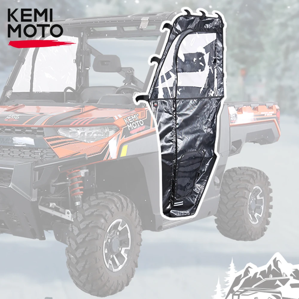 KEMIMOTO Zipper Soft Windshield UTVCompatible with Polaris Ranger 1000 2017-2023 PVC Water-Resistant Cab Enclosure Upper Doors