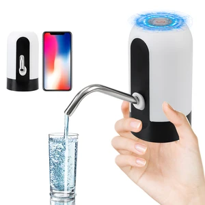 USB Rechargeable Wireless Electric Water Pump Barreled Water Pumping Device Automatic Water Dispenser With Blue LED Light