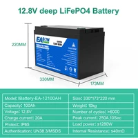EASUN POWER-Batterie Rechargeable au Lithium VEFEPO4, BatBR Pack pour Camping-Car, Solaire, Pas de Taxe, 50Ah, 100Ah, 200Ah, 12V, 24V, BMS 3