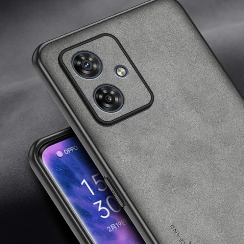 Premium Sheepskin Leather Case with Matte Stand Holder and Silicone Frame Back Cover