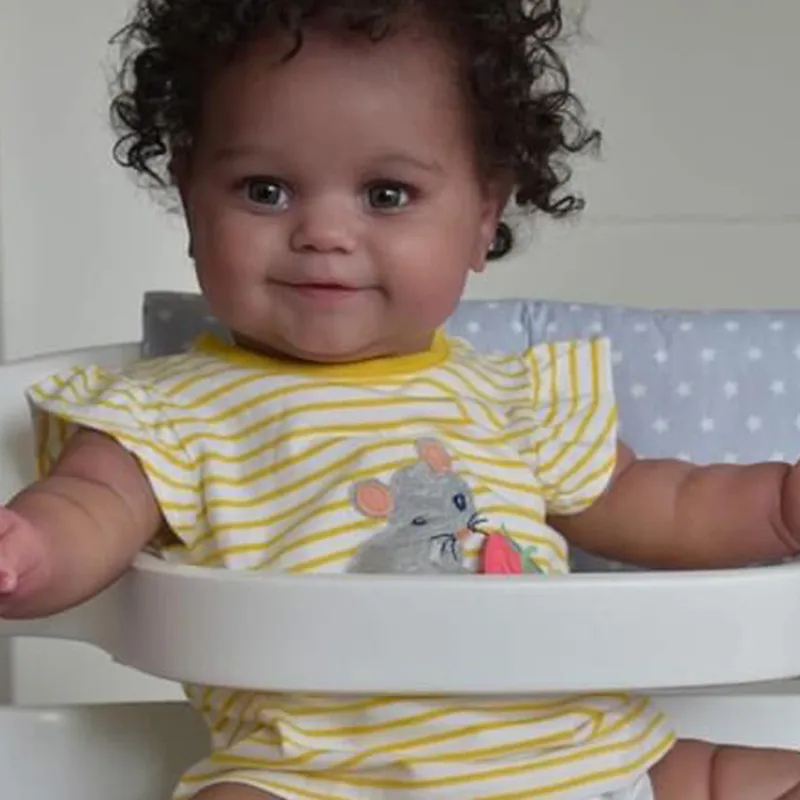 

20 Inch Cute Reborn Baby Doll Black Skin Maddie Girl Toddler Realistic African American Dolls Gift Dress Up Toys