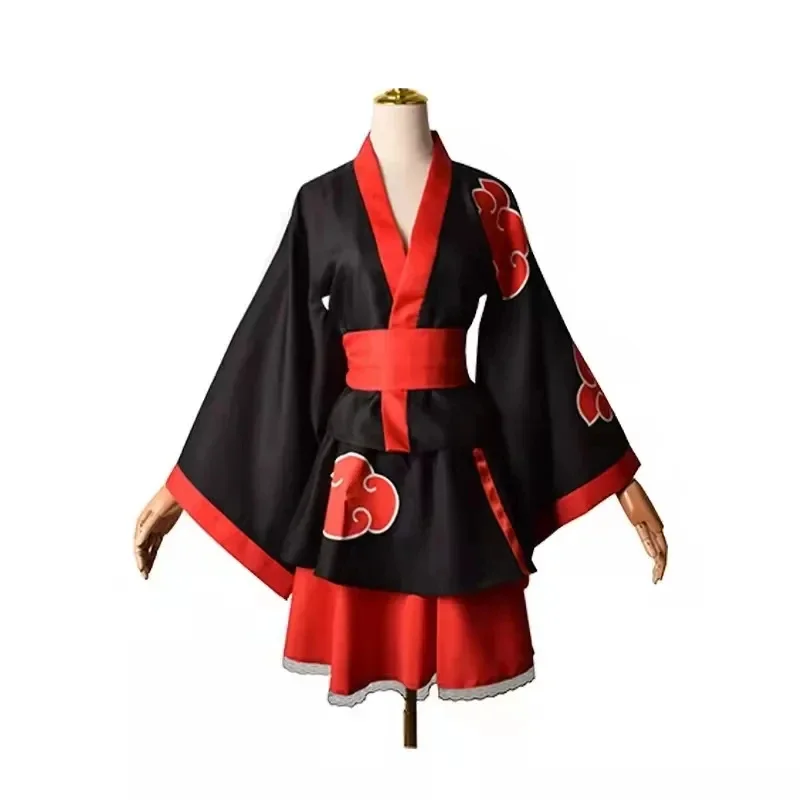 

Adult Japanese Kimono Cosplay Kids Akatsuki Cloud Print Uchiha Sasuke Hyuga Hinata Lolita Costume Dress Women Girls Halloween