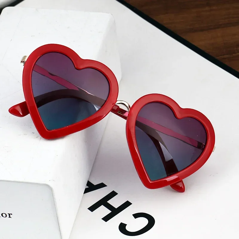 Kids sunglasses children's peach heart sunglasses cartoon heart outdoor round polarized