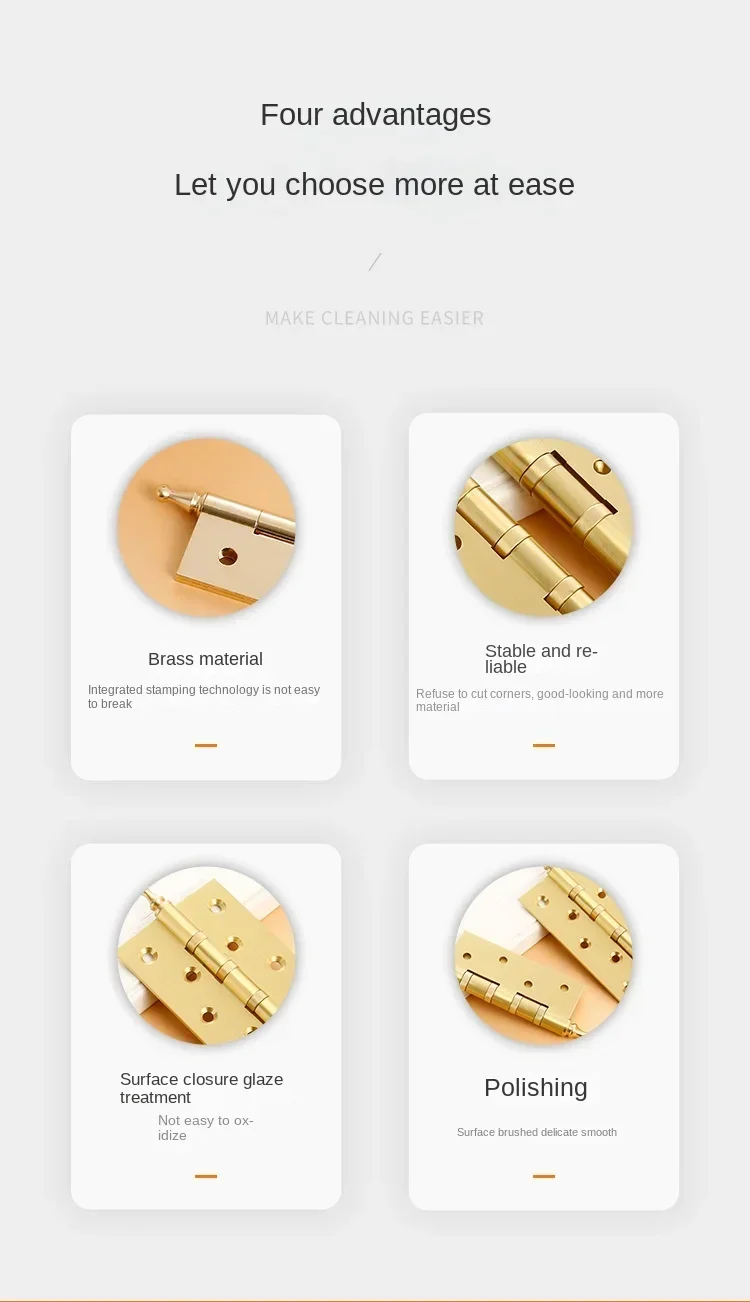 Description Picture 2 of item1.5/2/2.5/3 "Brass Folding Hinge Wood Door Hinge Flat Open Solid Hinge Door and Window hardware Small Box Exquisite Hinges