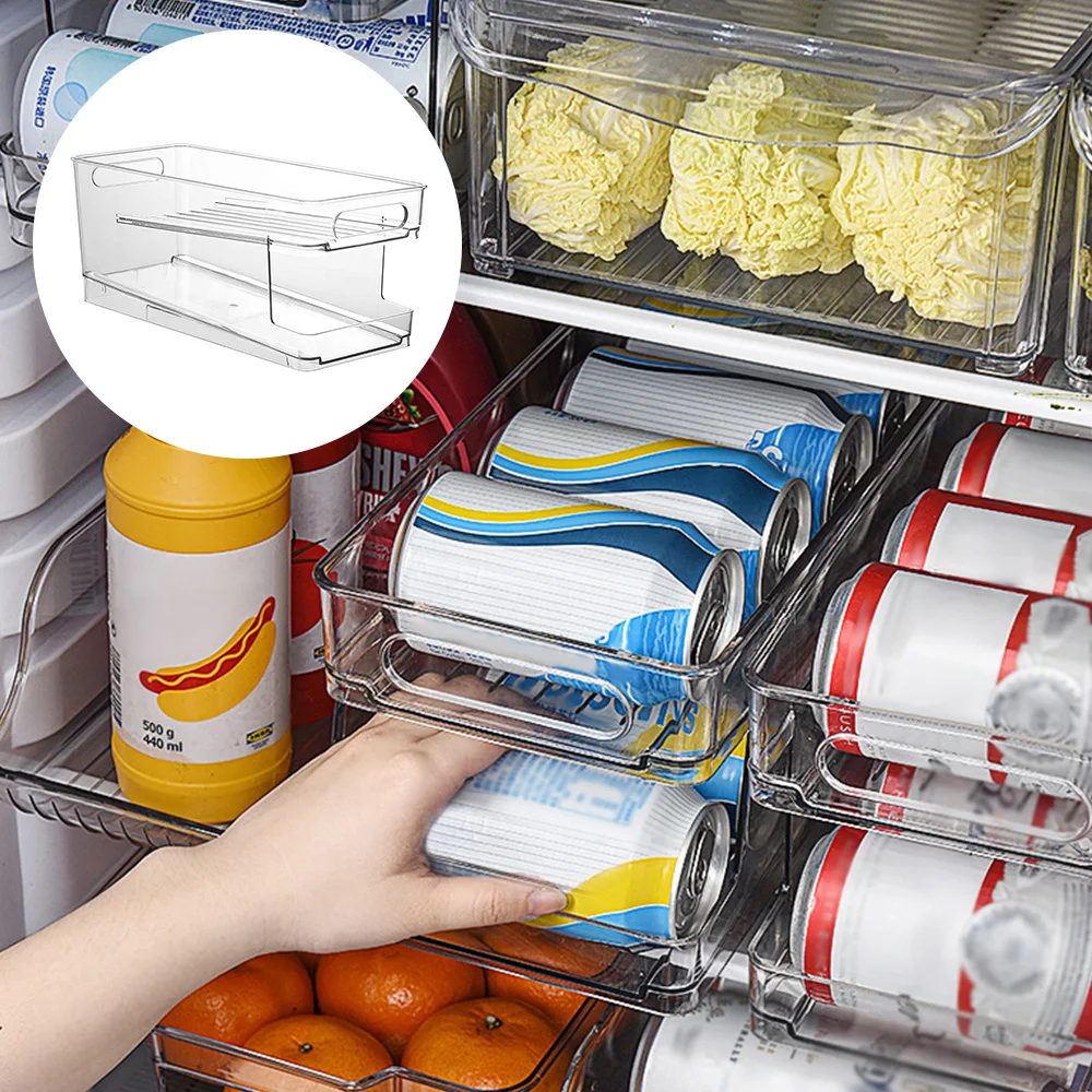 Refrigerator Can Drink Holder Rolling Can Dispenser Pop Soda Beer Storage Bins Stackable 2Tier Beverage Can Organizer for Fridge 5
