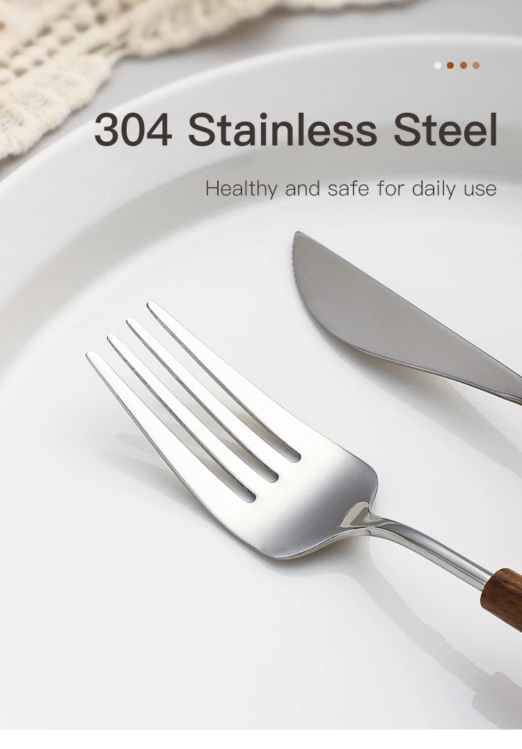Description Picture 4 of itemVintage 304 Stainless Steel Tableware For The Kitchen Cutlery Dinner Steak Dessert Spoon Fork Knife Kit Set Dinnerware Flatware