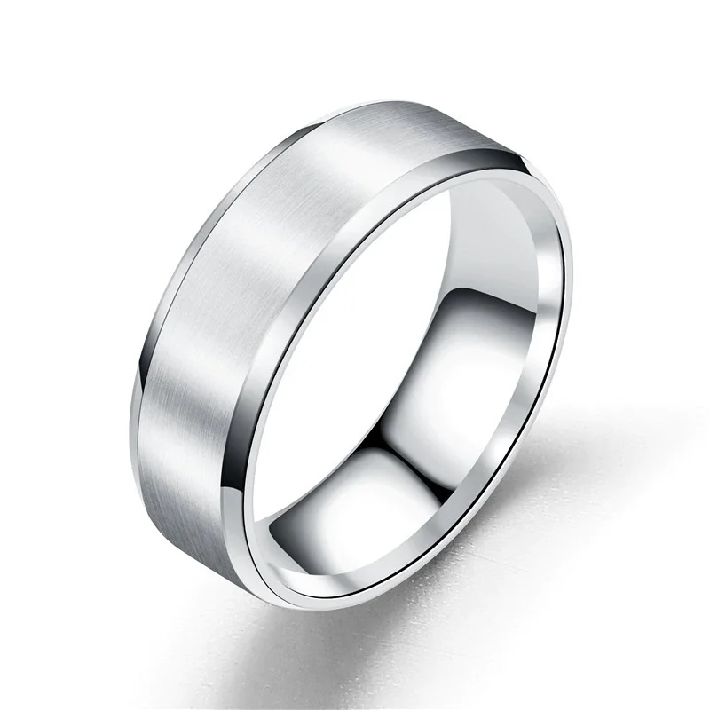 2021 Simple Matte Men Rings Width 8MM Classic Three Color Stainless Steel Rings For Men Jewelry Anniversary PartyGift