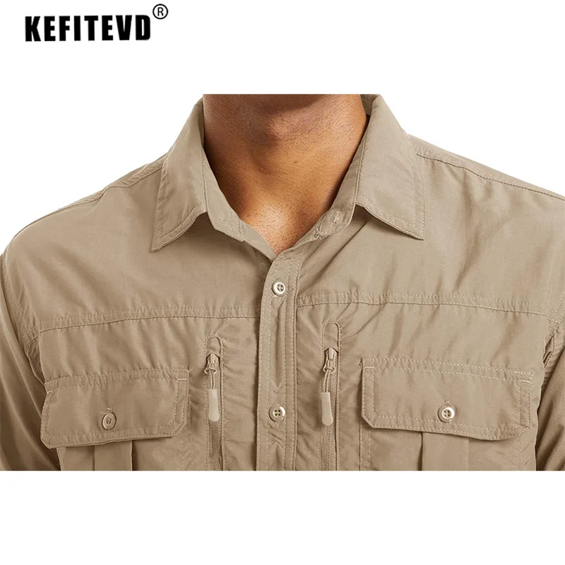 Long Sleeve Shirts With Chest Pockets Mens Hiking Shirt Outdoor Walking Camping Work Shirt Tops mens long sleeve shirts