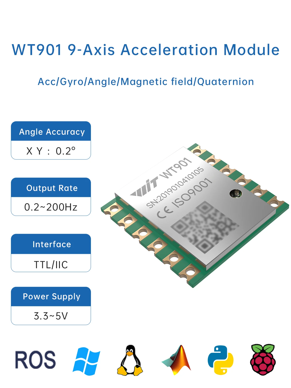 WitMotion® WT901C-485 mpu9250 Gyroscope de haute précision