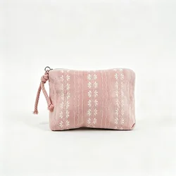 Chic Pink Striped Makeup and Accessories Bag (E)