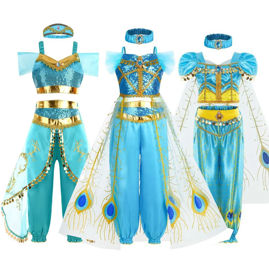 

Girls Movie Costume Arabian Princess Dress Kids Birthday Party Christmas Fancy Dress Baby Jasmine Cosplay Clothes 2-10 Years