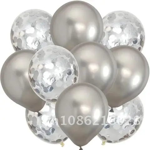 

10pcs Confetti Balloons Metallic Latex Transparent Ballon Baby Shower Birthday Party Wedding Decoration Chrome Balloon Globos