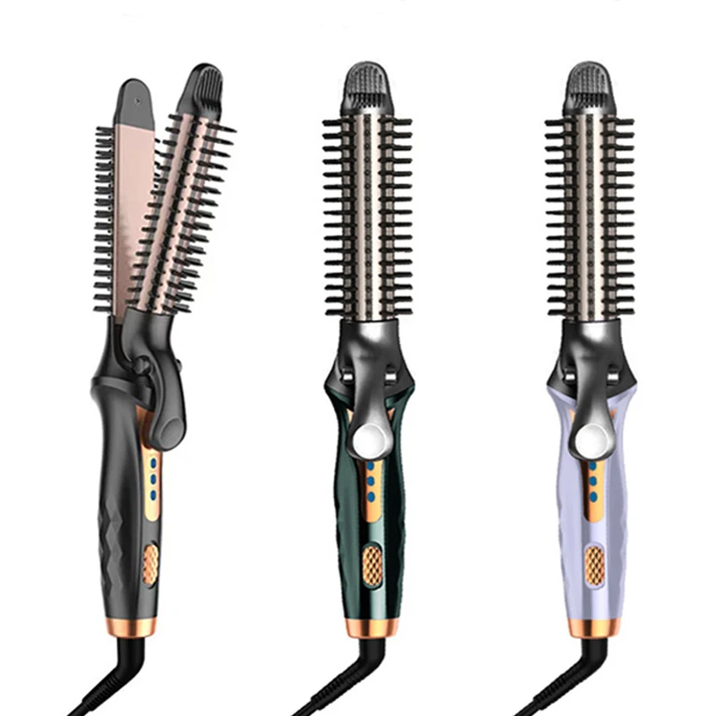 Multi-functional fast straightening brush, high quality home portable straight hair curler styling comb heating LED indicator li