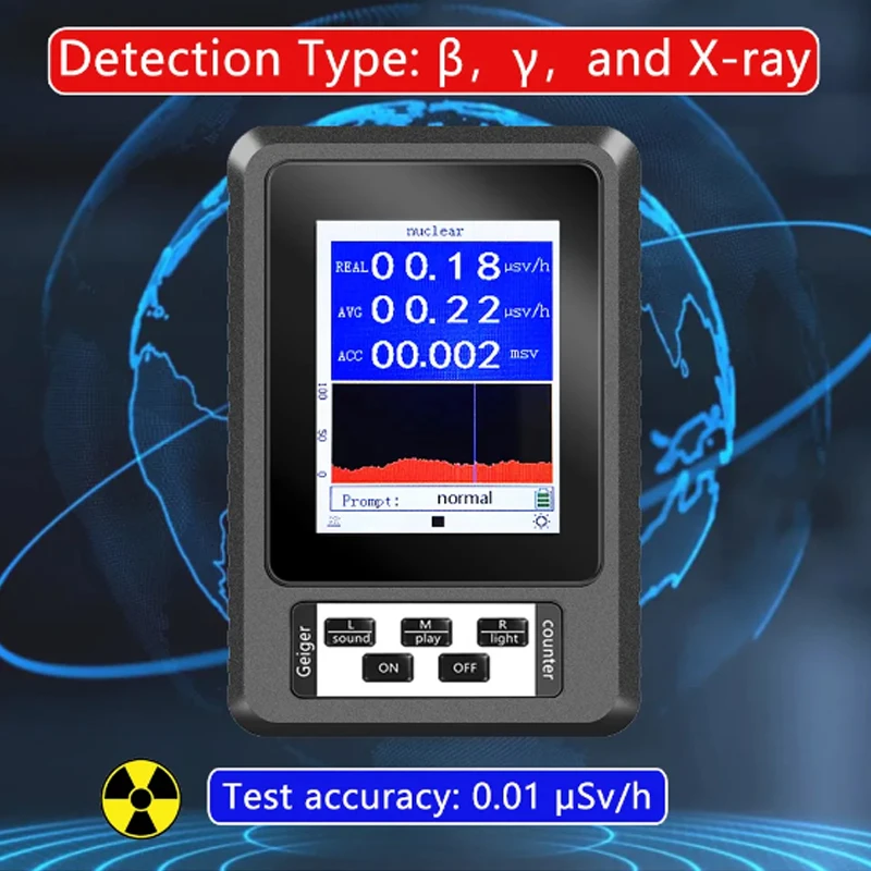 Geiger Counter Radiation Detector Personal Dosimeter Marble Tester X-Ray Radiation Dosimeter