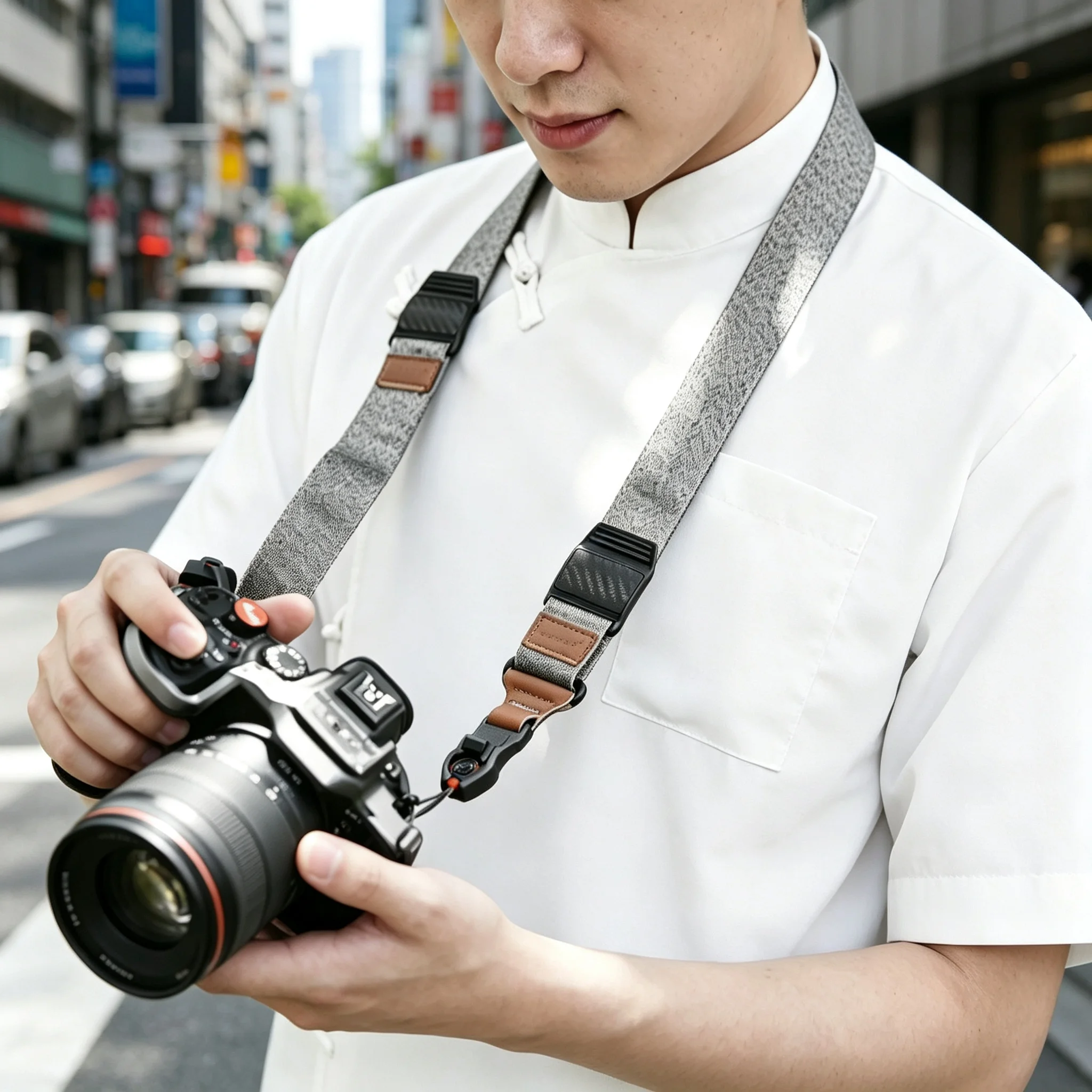 캐논 R6 II R8 R10 R50 니콘 ZFC Z50 Z8 Z9 D850용 카메라 스트랩, 미끄럼 방지 퀵 릴리즈 넥 숄더 벨트 패드