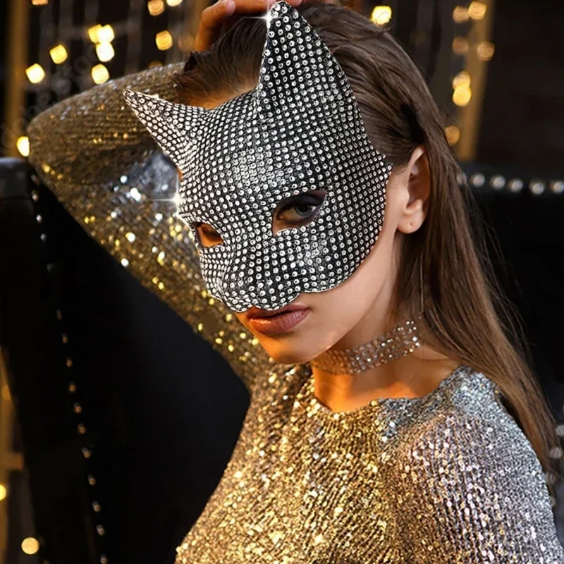 Masker voor volwassenen, handschoenen, nachtclubkostuum, maskerademasker, themafeest, verkleedpak