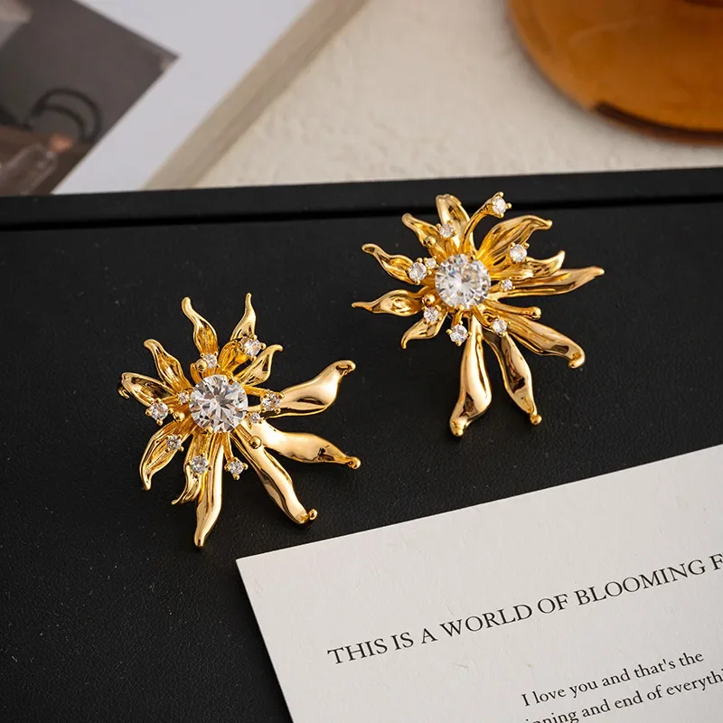 

Light luxury fashion vintage flower earrings for women