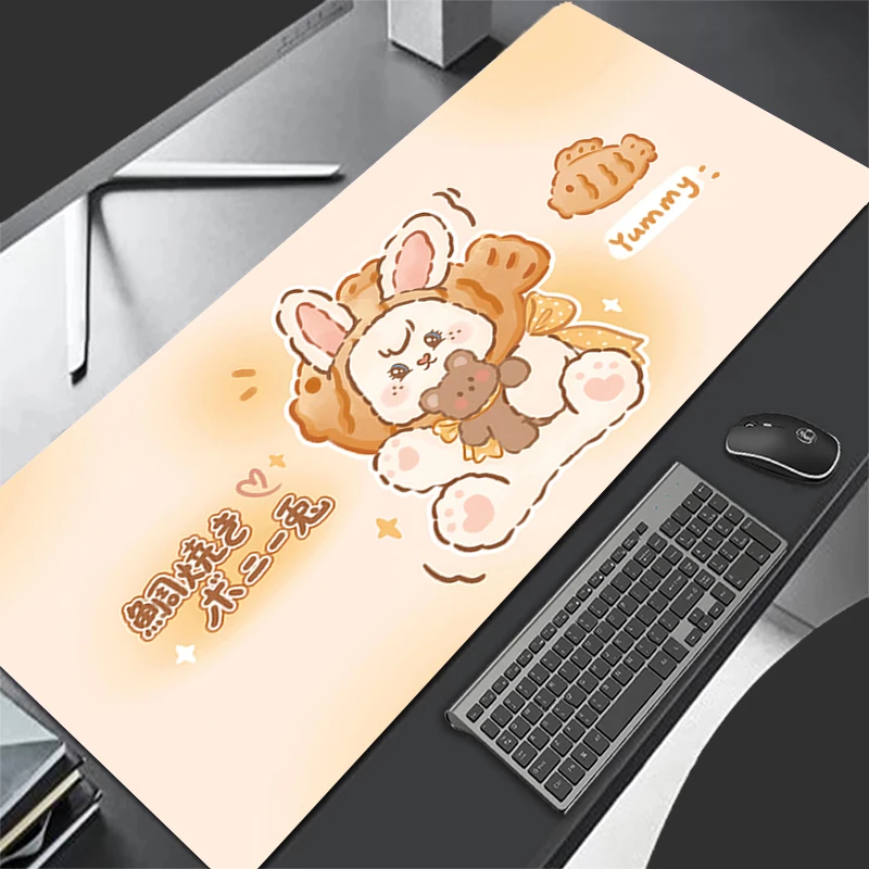 Mouse Pad XL Lockedge Large Gaming Accessories Computer Gamer Keyboard Pad Bunny Rabbit Mouse Mat Desk XXL Mousepad For gift 2