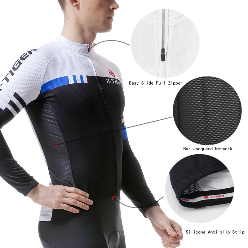 X-TIGER Cycling Jerseys Set Autumn Riding Long Sleeves Men's Cycling Bib Set Bicycle Clothing Spring MBT Breathable Bike Clothes