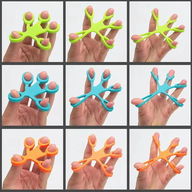 Finger Sensory Fidget Toy Grip Silicone Ring Exerciser Antistress Resistance Band Fitness Stretcher 3 Levels For Autism ADHD
