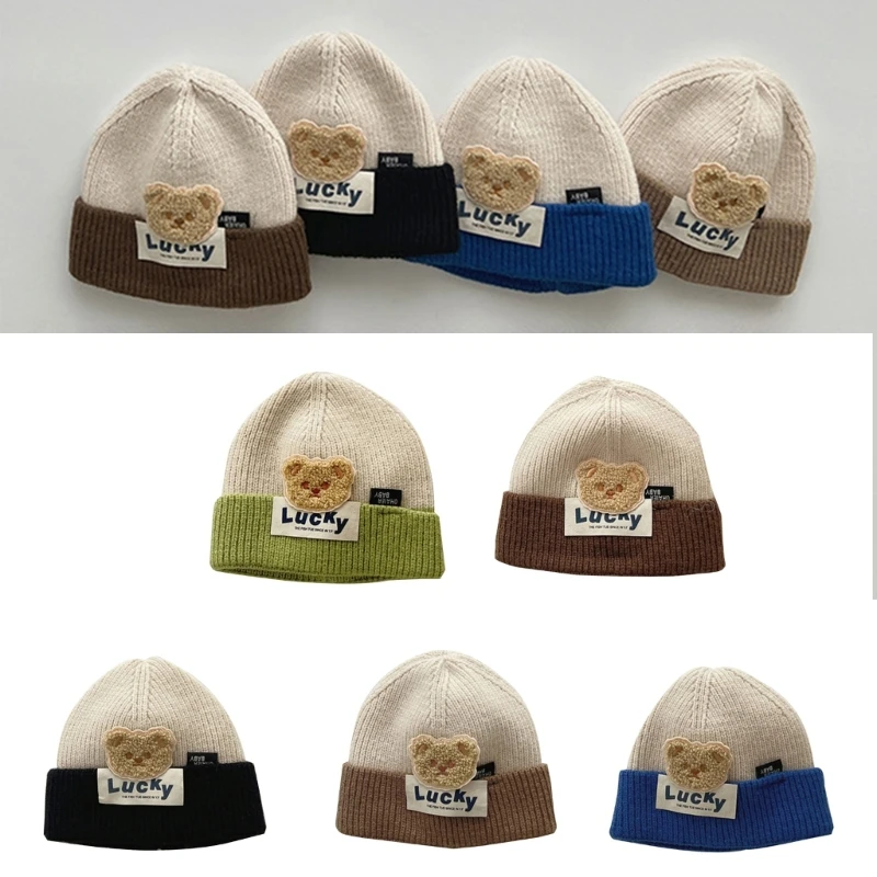 

BigPompom Bear Hat Winter Warm Hairball Hat Beanie Cap for Baby Infant Toddler QX2D