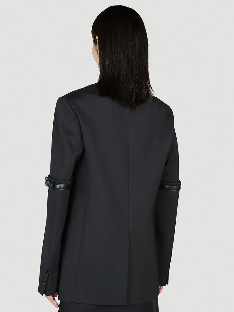 TWOTWINSTYLE Solid Patchwork Belt Chic Blazer For Women Notched Collar Long Sleeve Spliced Pocket Temperament Blazers Female New