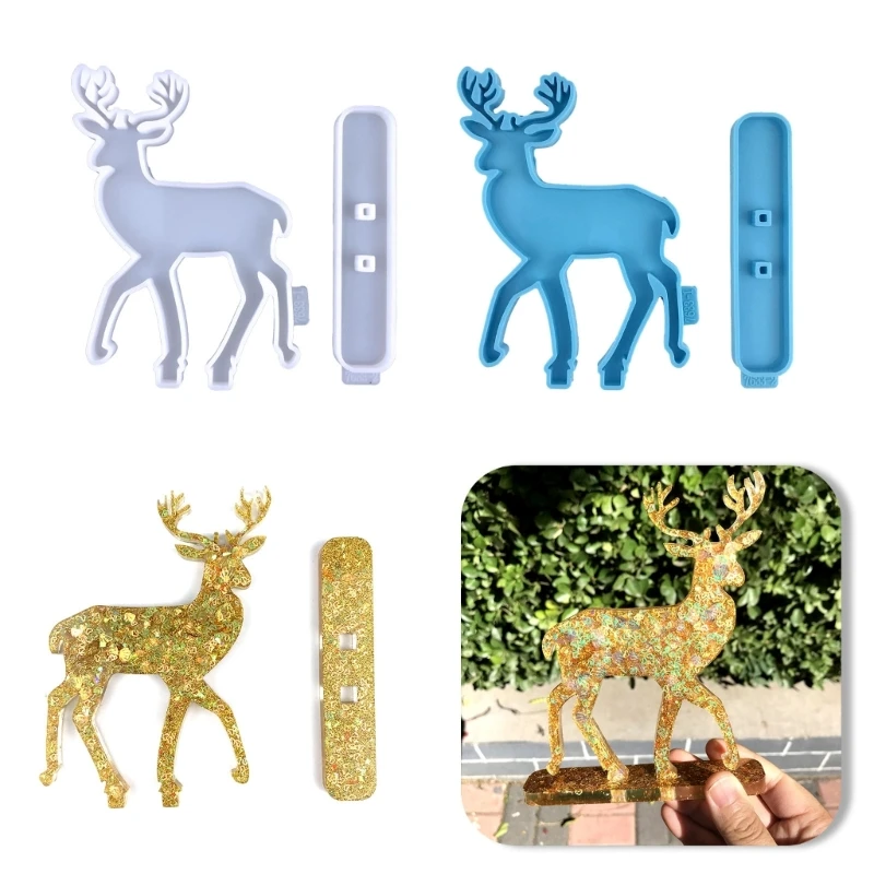 

DIY Christmas Deer Resin Molds Cute 3D Animal Elk Shape Desktop Ornament Epoxy Silicone Mould Car Home Office Table Decoration