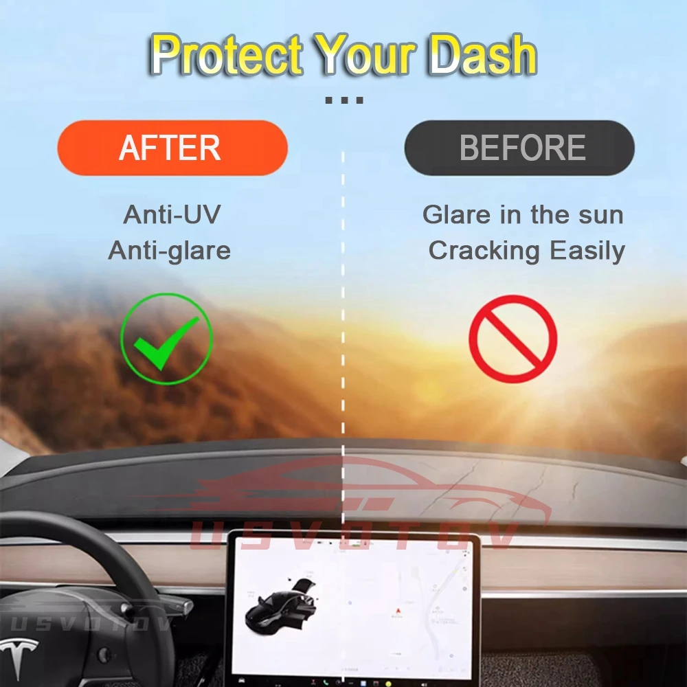 Anti-UV Dashboard Cover For Tesla Model 3 Y S Highland Center Console Accessories Dash Mat Protector Pad Sunshade