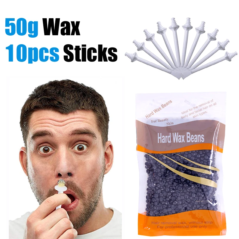 50g 코털 제거 키트 | 왁스와 어플리케이터가 있습니다. | 남성과 여성을 위한 제모 키트 코털 제거 및 청소에 통증이 없는 방법
