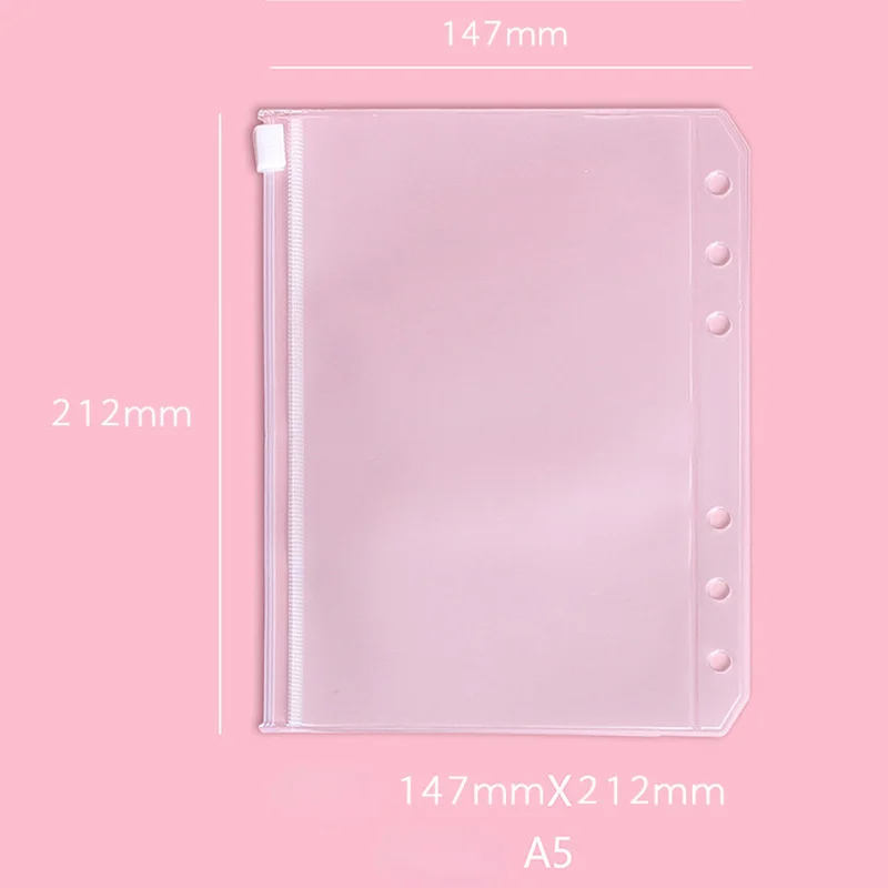 Transparent Loose-Leaf Pouch Organizer with Binder Rings and Holes