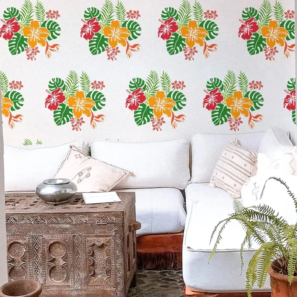 Autocollant Mural Stickerbrand - Fleur D'hibiscus Hawaïenne, Décor Vinyle Removable